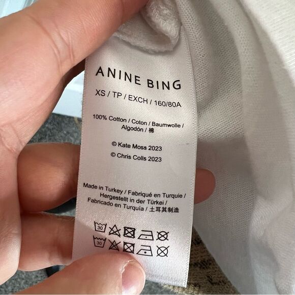 Sz XS ANINE BING Avi Tee Kate Moss NWOT $120 MSRP - Picture 11 of 13